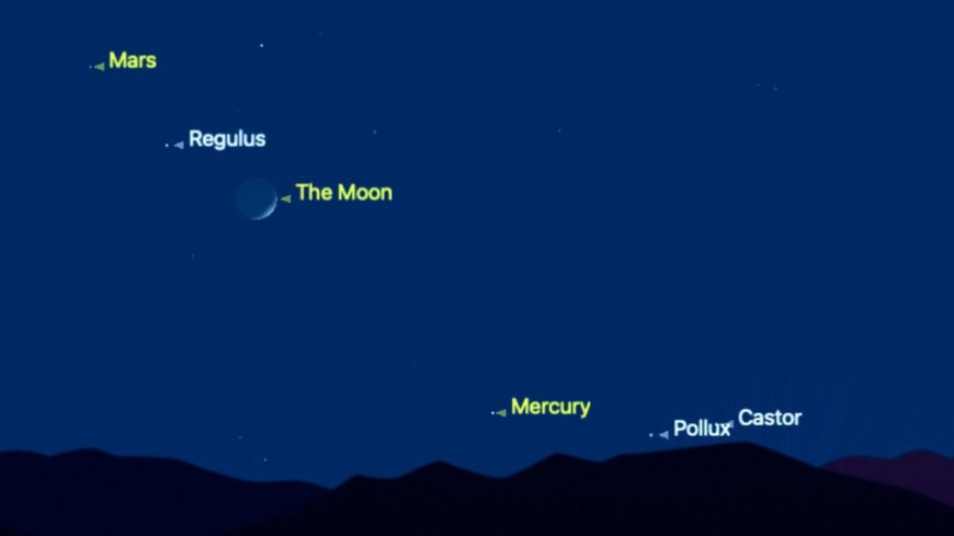 Catch the crescent moon, Mars, and Regulus in a celestial dance this weekend