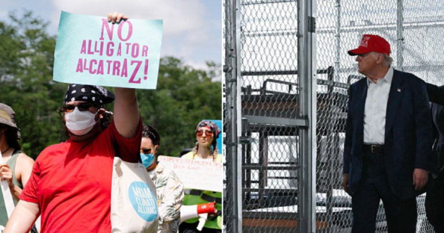 Trump Visits 'Alligator Alcatraz' Amid Protests at Immigration Detention Center