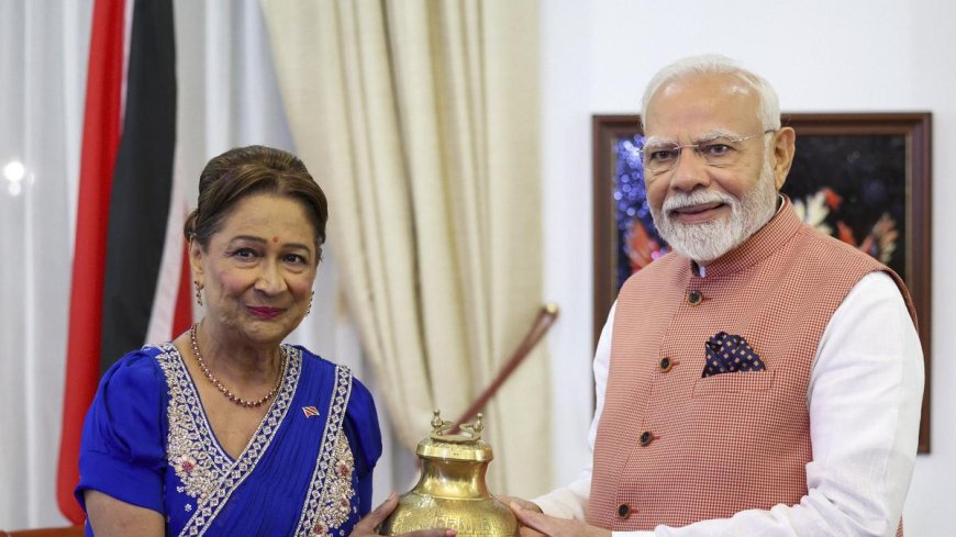 PM Modi presents holy water and Ram Mandir replica to Trinidad & Tobago PM