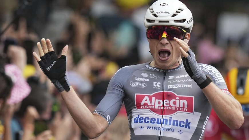 Philipsen wins first stage of Tour as Evenepoel and Roglic lose 39 seconds