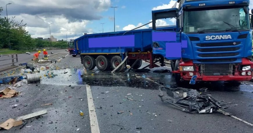 M60 Crash Involving Four HGVs Injures Nine with Beer Barrels Spill and Fuel Tank Damage