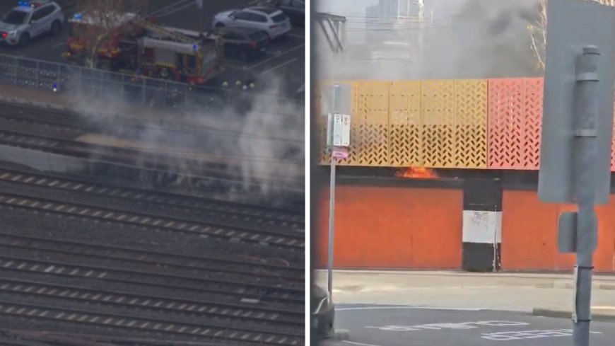 Fire near rail bridge causes major train delays in Melbourne CBD