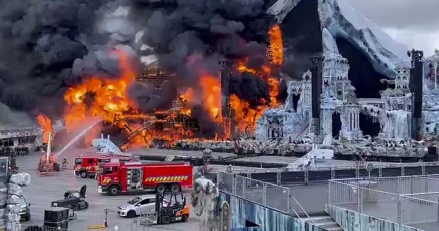 Tomorrowland festival's main stage catches fire after fireworks heard