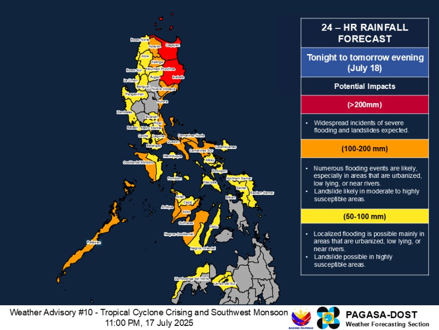 Heavy Rains Expected in Philippines Until Sunday Due to Tropical Depression Crising