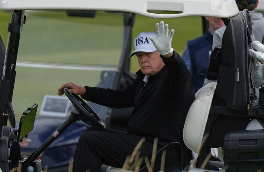 Donald Trump enjoys golf in Scotland amid protests
